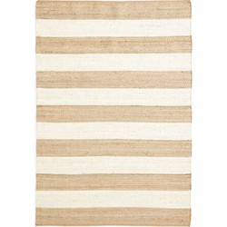 Kave Home - Rovira vloerkleed met natuurlijke en witte strepen jute & katoen 160 x 230 cm