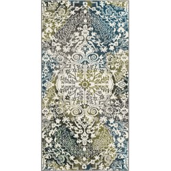 Safavieh Abstract Indoor Woven Area Rug, Watercolor Collection, WTC669, in Ivory & Peacock Blue, 79 X 152 cm
