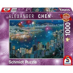Schmidt Schmidt puzzel Vuurwerk boven Hong Kong - 1000 stukjes - 12+