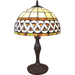 LumiLamp Tiffany Tafellamp  Ø 31x43 cm  Wit Kunststof Glas Tiffany Bureaulamp