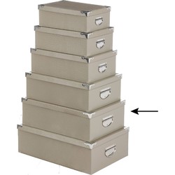5Five Opbergdoos/box - beige - L44 x B31 x H15 cm - karton - Opbergbox