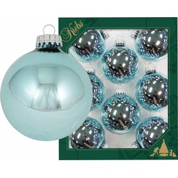 Krebs kerstballen - 8x st - starlight blauw - 7 cm - glas - Kerstbal