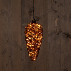 Glass Pinecone Antique Gold 20X9Cm 15Led Classic Warm /