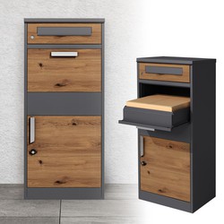 Pakketbrievenbus 50x112x37 cm antraciet/eikenlook van gegalvaniseerd staal ML design