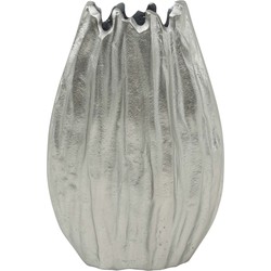 PTMD Zavin Ovale Bloempot - 18 x 6 x 26 cm - Aluminium - Zilver