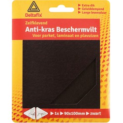 Deltafix Anti-krasvilt - 1x knipvel - zwart - 90 x 100 mm - rechthoek - zelfklevend - Meubelviltjes