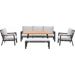 Garden Impressions Lissabon lounge dining set 5-delig stoel-bank - valley sand