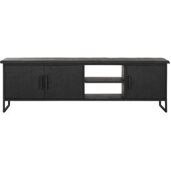 DTP Home TV stand Beam No.2 medium, 3 doors, 2 open racks BLACK,55x180x40 cm, recycled teakwood