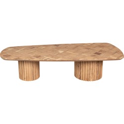 PTMD Fieron Natural wooden coffee table double rnd base