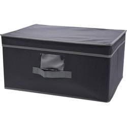 Opberg/opruim mand - voor in de kast - donkergrijs - 31 x 28 x 16 cm - Opbergbox