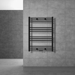 Badkamerradiator Sahara 750x800 mm zwart mat gebogen met middenaansluiting LuxeBath