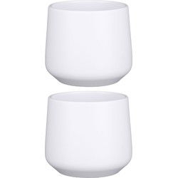 Mica Decorations Bloempot - 2x - wit - mat - keramiek - H15,5/D17 cm - Plantenpotten