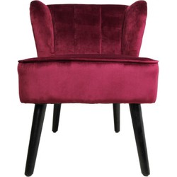 Cocktail chair Estelle - velours - wijnrood