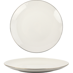 OTIX Ontbijtborden - Borden - Set van 6 Stuks - 20cm - Wit - met Gouden rand - Porselein - Daisy