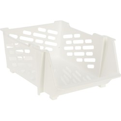 Storage Solutions Stapelbare opbergmand - Wit - 29L - kunststof - 44 x 34 x 20 cm - Opbergmanden