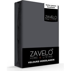 Zavelo Hoeslaken Velours Antraciet - Fluweel Zacht - 30 cm Hoekhoogte - Rondom Elastiek - Velvet -Lits-jumeaux (160/180x200/220 cm)