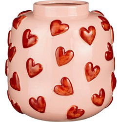 Mica Decorations Vaas Hearts - 28x28x28 cm - Keramiek - Roze