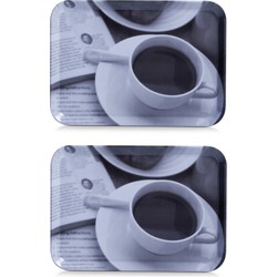 4x Dienbladen kunststof met koffieprint 30 x 22 cm - Dienbladen