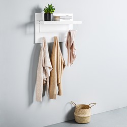 Wandkapstok wit met hoedenplank, 3 hangers en garderobestang, afm. 60 x 21.5 x 40 cm