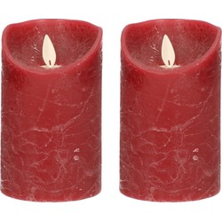 Anna's Collection Led kaars - 2x - bordeaux rood - H12,5 x D7,5 cm - wax - LED kaarsen