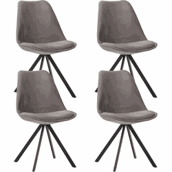 Set van 4 Eetkamerstoelen Jace Velvet Grijs - Zonder Armleuningen