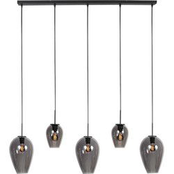 Mexlite - hanglamp - HaloSwap - zwart - glas - grote eettafellamp - E27 - 4280ZW