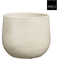 Mica Decorations Bloempot Sevilla - 24x24x21 cm - Terracotta - Gebroken Wit