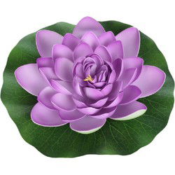 Drijvende waterlelie - 1x - paars - kunststof - 26 cm - Kunstbloemen