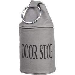 Canvas deurstopper grijs met ring -H 28 cm - Deur vastzetter - Deurstoppers
