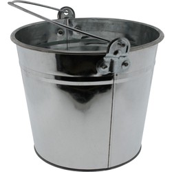 Emmer van zink - 5 liter - zilverkleurig - 16 x 21 cm - plantenpot - IJzeren emmer / teil
