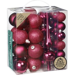 Inge Christmas kerstballen -39-dlg- bessen roze - kunststof - met piek - Kerstbal