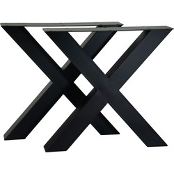 Tafelpoten X-model S/2 - 75x15x72 - Zwart - Metaal