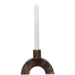 Candle Holder - Candle holder in brown marble with single holder 3,5x14x11 cm
