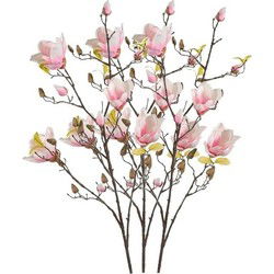 Kunstbloem - 3x - Magnolia - op tak - 105 cm - roze - sierbloemen - Kunstbloemen