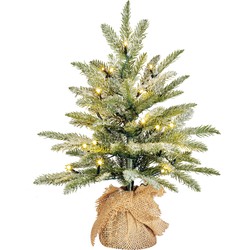 Black Box Trees Brewer Kunstkerstboom in Jute met LED verlichting - H45 x Ø36 cm - Frosted Green