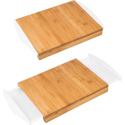 Decopatent® Bamboe Snijplank met 2 uitschuifbare opvang bakken - Groente of fruit - Keuken - Snijplank met opvangbak - 38.5 x 25 x 4.5 Cm