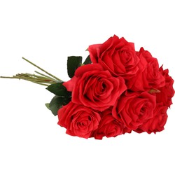 Rode roosjes kunst tak 45 cm 8 stuks - Kunstbloemen