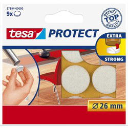 Tesa meubelvilt - 9x - wit - 2,6 cm - rond - viltjes voor onder meubels - Meubelviltjes