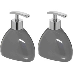 2x Stuks Zeeppompjes/zeepdispensers van keramiek - grijs - 300 ml - Zeeppompjes