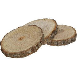 Onderzetters glazen - 8x - bruin - hout - 8 cm - boomschijfjes - Glazenonderzetters