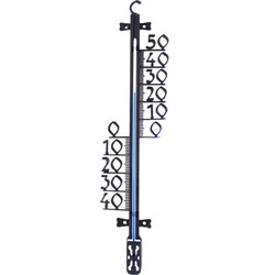 Binnen/buiten zwarte profielthermometers van kunststof 46 cm - Buitenthermometers