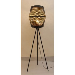 Fine Asianliving Bamboo Webbing Floor Lamp Black Handmade - Marley
