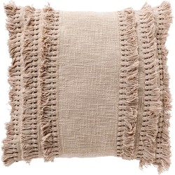 Dutch Decor FARA - Kussenhoes 45x45 cm - 100% katoen - met franjes - Pumice Stone - beige - Dutch Decor