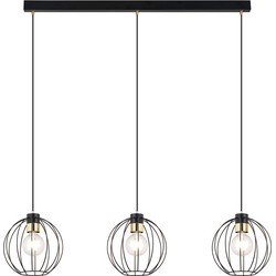 industriële hanglamp Barone Zwart 3-lichts