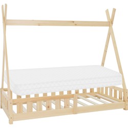 Kinderbed met uitvalbeveiliging en lattenbodem 80x160 cm Dennenhout naturel ML-Design