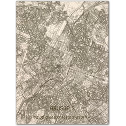 Houten Citymap Brussel 70x50 cm 