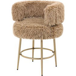 PTMD Hair Brown Bar Chair Brown Metal Base