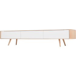 Ena lowboard houten tv meubel whitewash - 225 x 42 cm