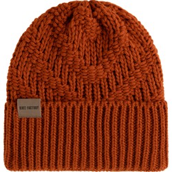 Knit Factory Sally Gebreide Muts Heren & Dames - Big Beanie - Terra - One Size - Grof gebreid