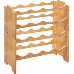 2x Stuks stapelbare bamboe fles/wijnrekken voor 8 flessen 46 x 24,5 x 29,5 cm - Wijnrekken